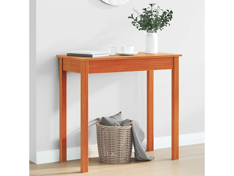 Mesa consola de madera maciza de pino marrón cera 80x40x75 cm