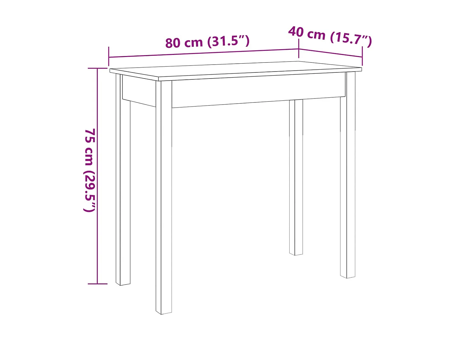 Table console marron miel 80x40x75 cm bois massif de pin