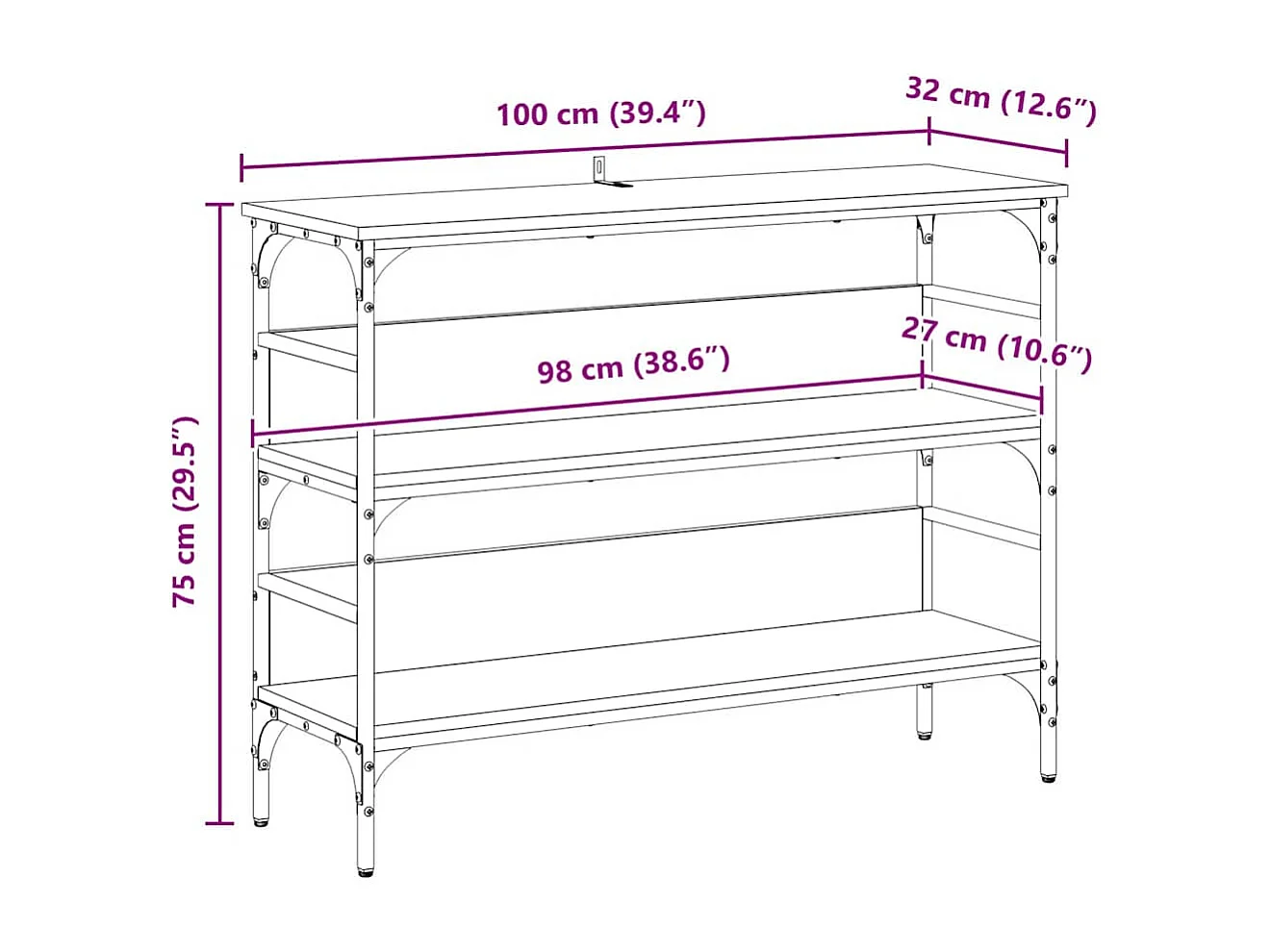 Mesa Consola Madera vieja 100 x 32 x 75 cm Madera contrachapada
