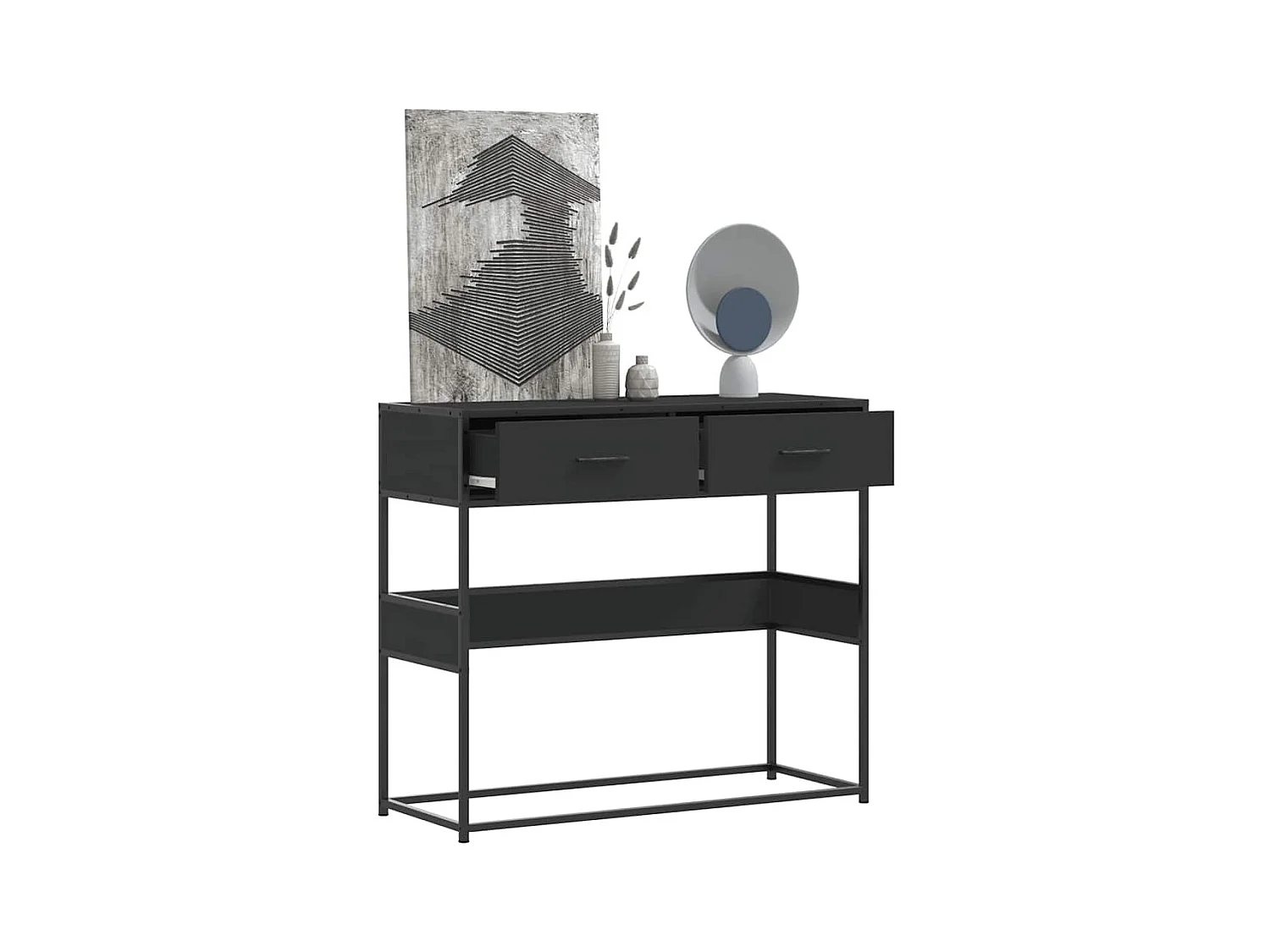 Table console noir 90x35x80 cm bois d'ingénierie