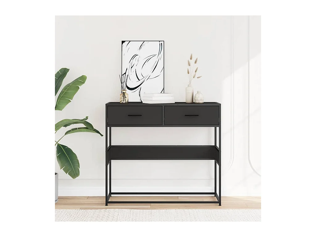 Table console noir 90x35x80 cm bois d'ingénierie