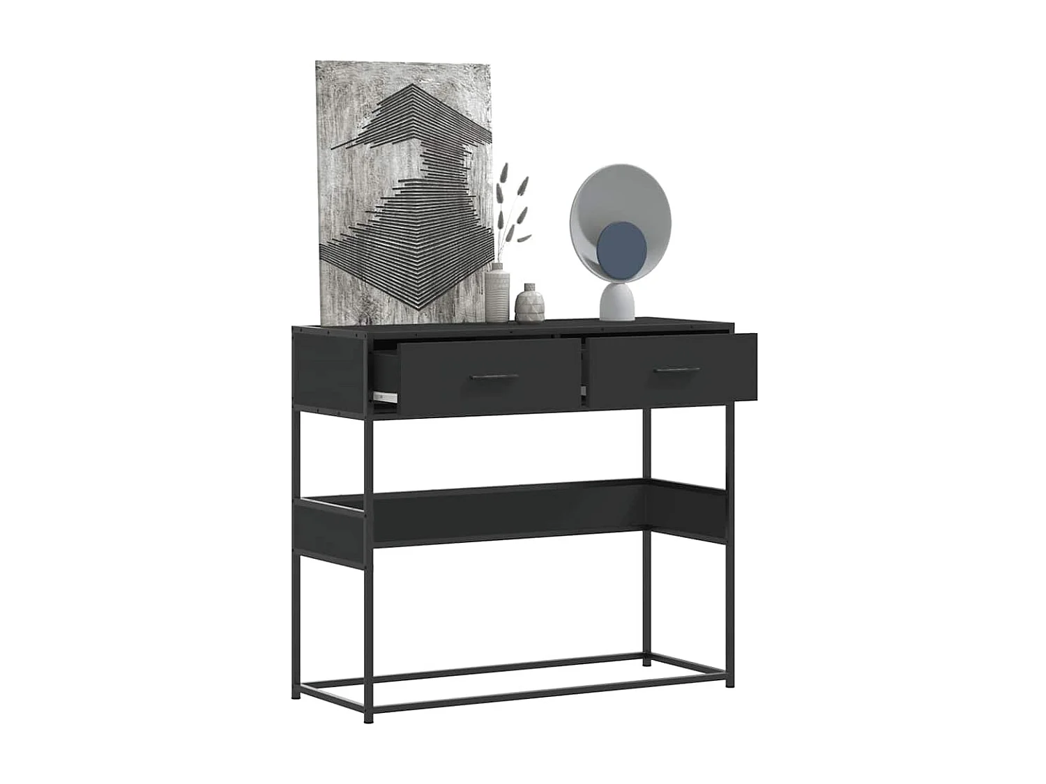 Table console noir 90x35x80 cm bois d&#039;ingénierie