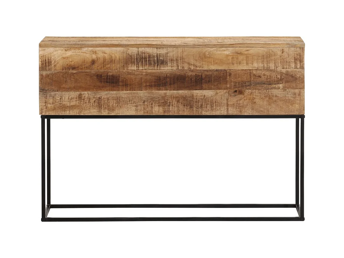 Mesa consola madera maciza mango rugosa y hierro 110x30x75 cm