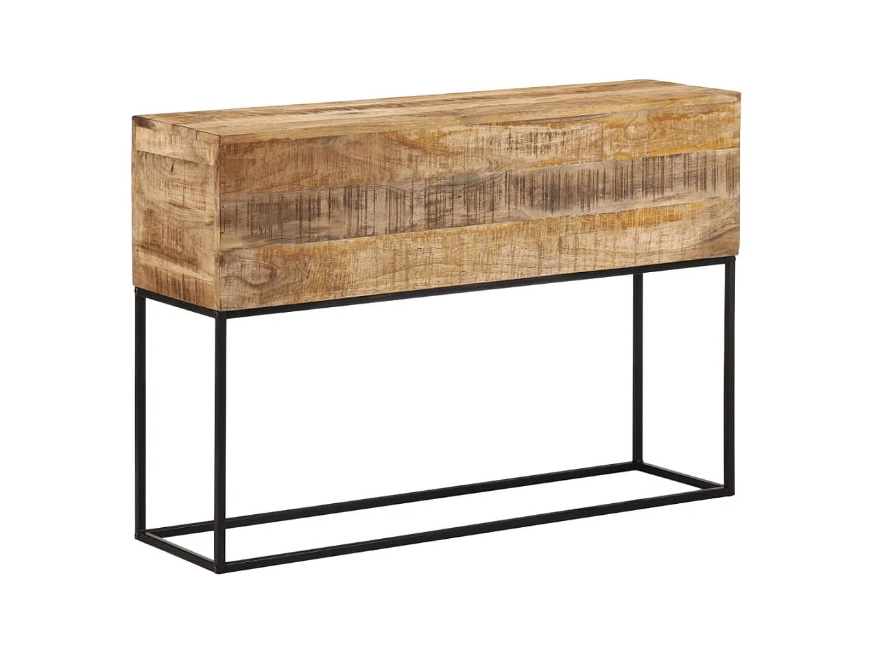 Mesa consola madera maciza mango rugosa y hierro 110x30x75 cm
