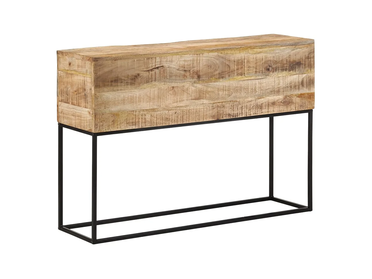 Mesa consola madera maciza mango rugosa y hierro 110x30x75 cm