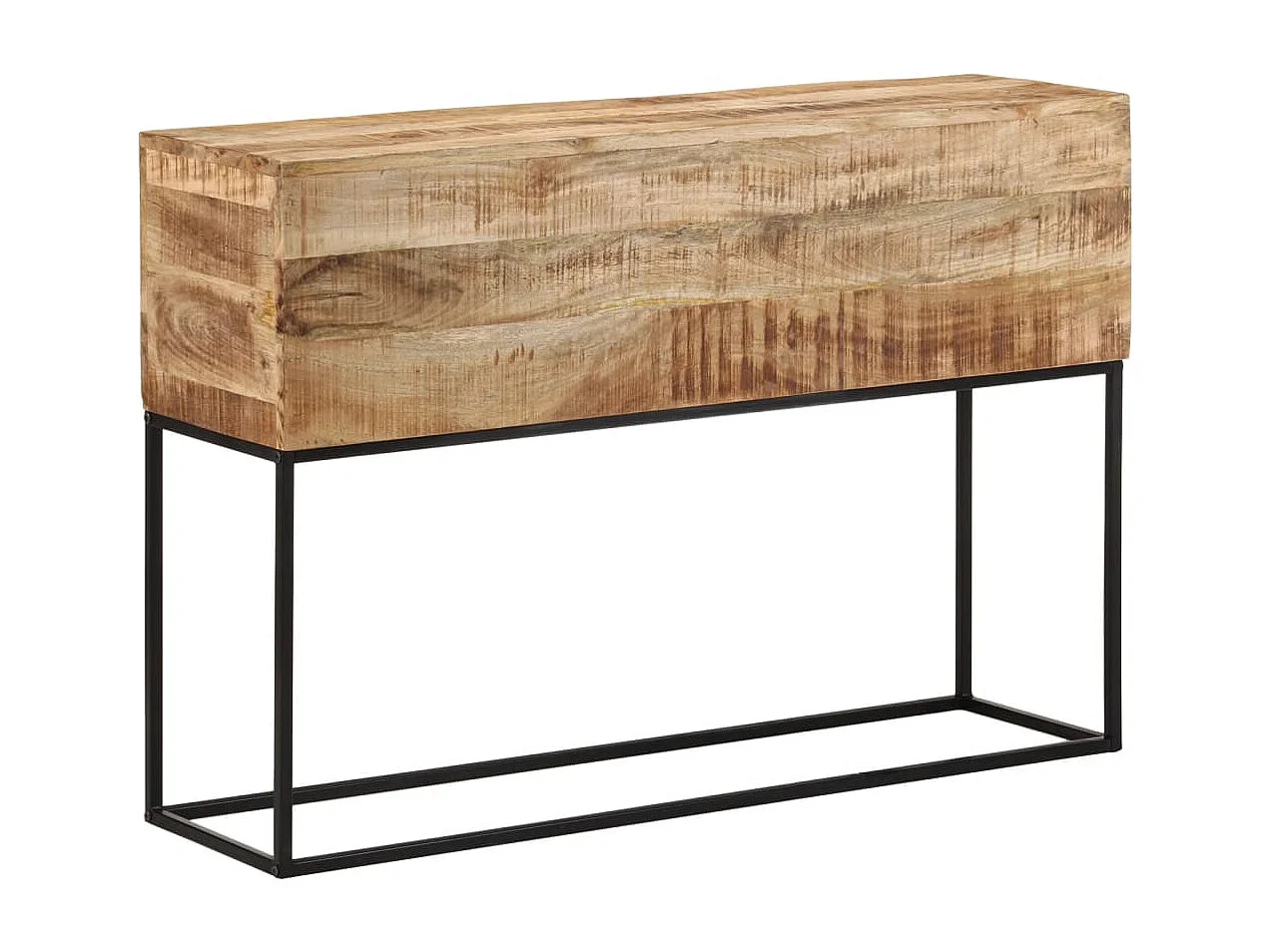 Table console 110x30x75 cm bois de manguier massif brut et fer