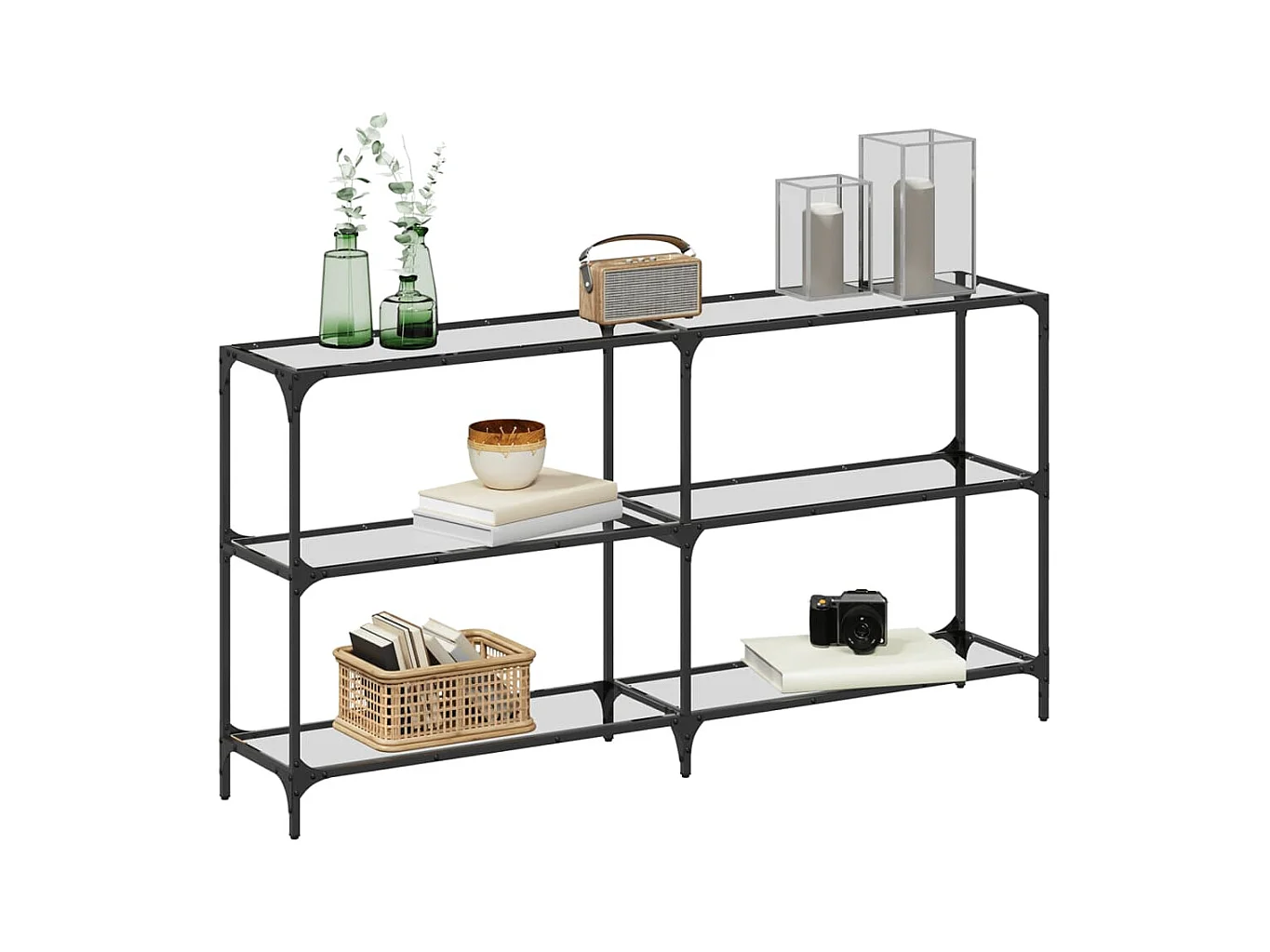 Table console avec dessus en verre transparent 158,5x30x81 cm