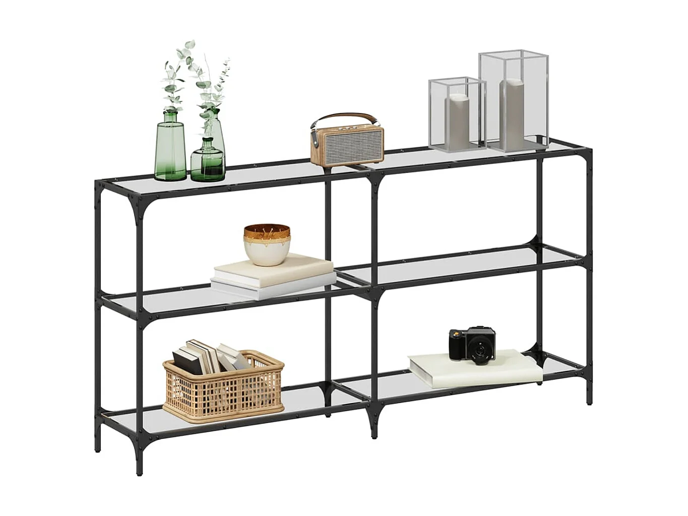 Table console avec dessus en verre transparent 158,5x30x81 cm