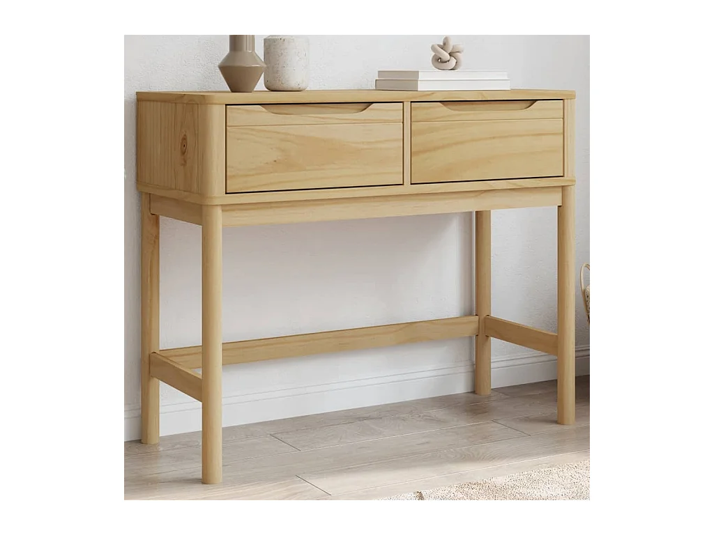 Mesa consola FLORO madera maciza de pino marrón 89,5x36,5x73 cm
