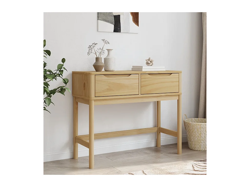 Mesa consola FLORO madera maciza de pino marrón 89,5x36,5x73 cm