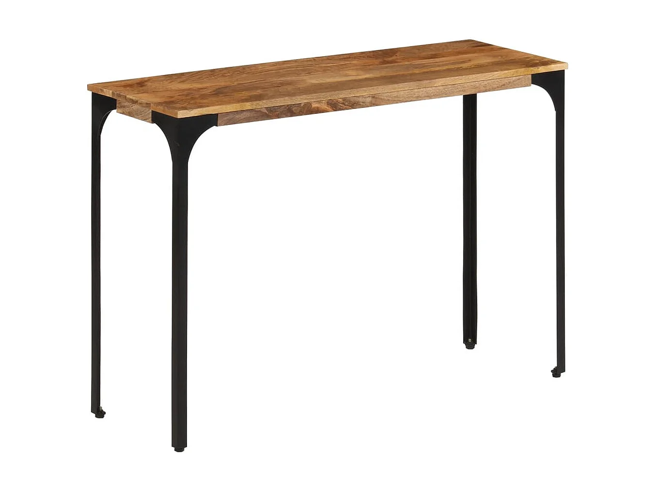 Table console marron 110x35x76cm bois massif de manguier et fer