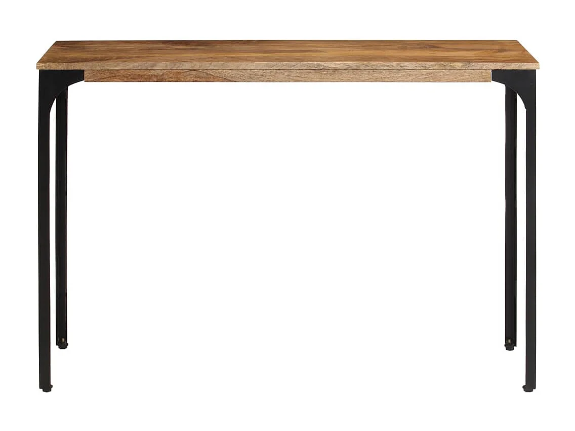 Table console marron 110x35x76cm bois massif de manguier et fer