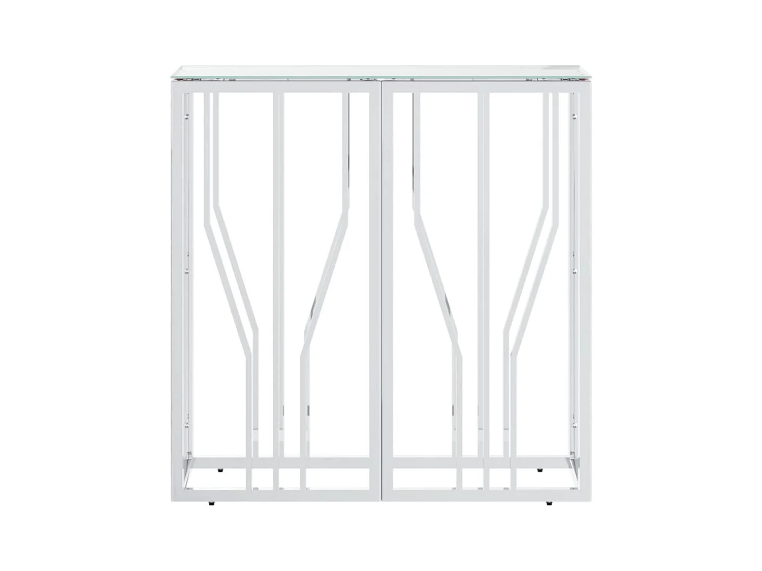 Table console 70x30x70 cm acier inoxydable et verre