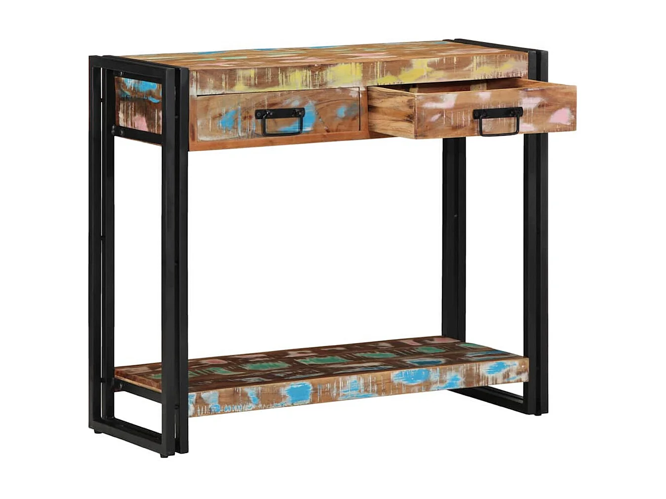 Table console Multicolore bois de récupération massif