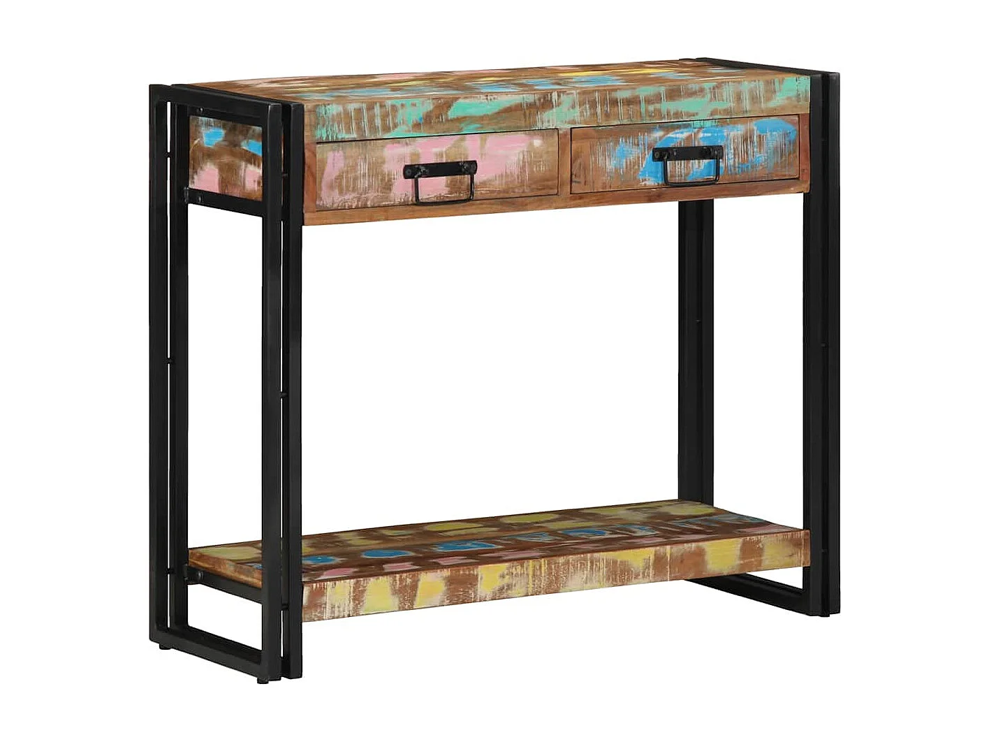 Table console Multicolore bois de récupération massif