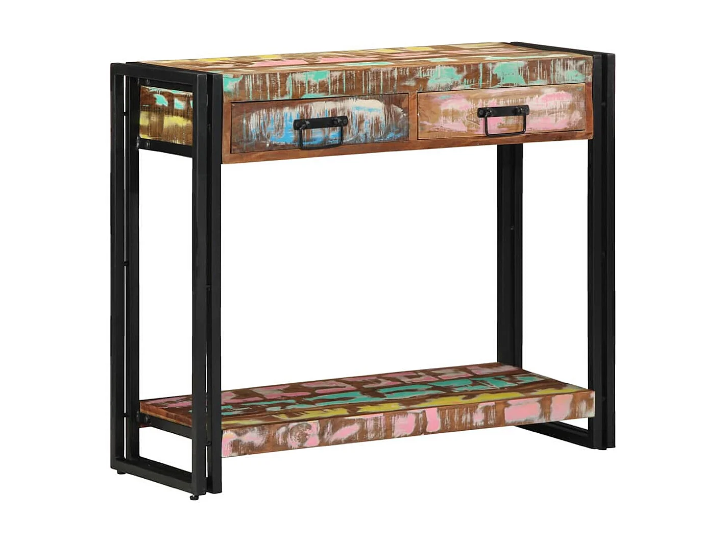 Table console Multicolore bois de récupération massif