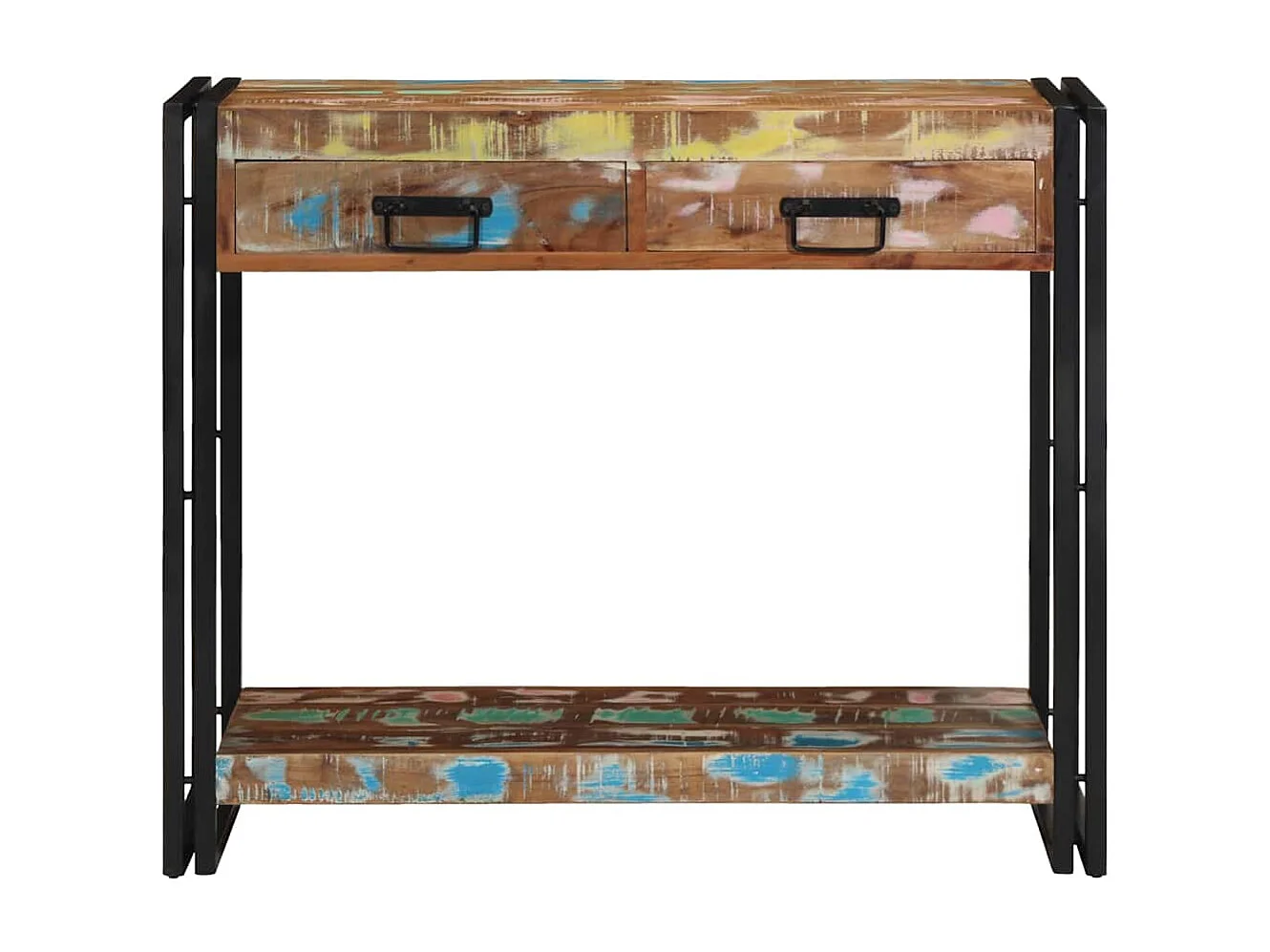 Table console Multicolore bois de récupération massif