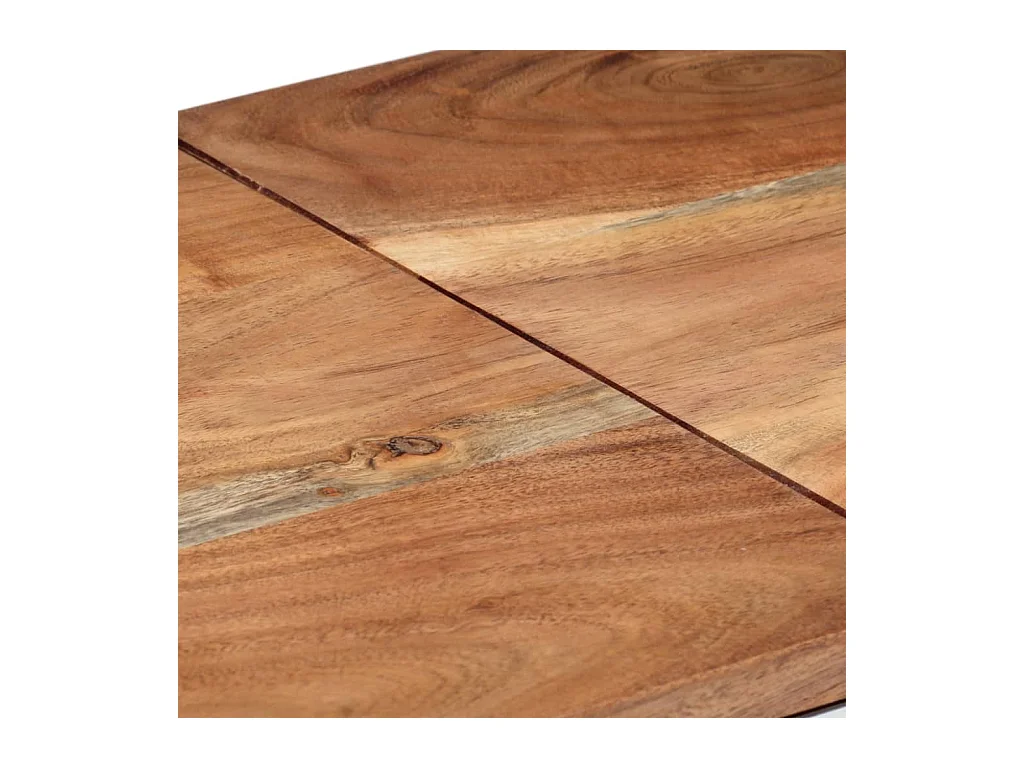 Table console argenté acier inoxydable et bois massif d'acacia