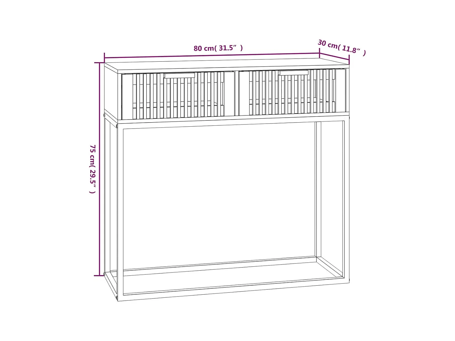 Wandtafel 80x30x75 cm bewerkt hout en ijzer