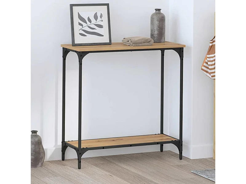 Table console avec étagère chêne artisanal 75 x 30.5 x 75 cm