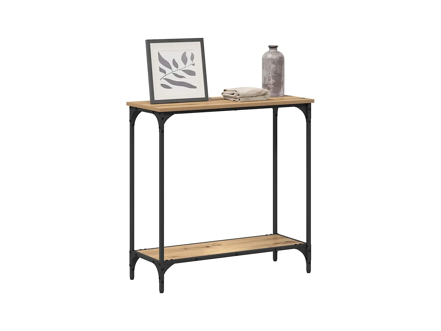 Mesa Consola con estante Roble artisan 75 x 30.5 x 75 cm