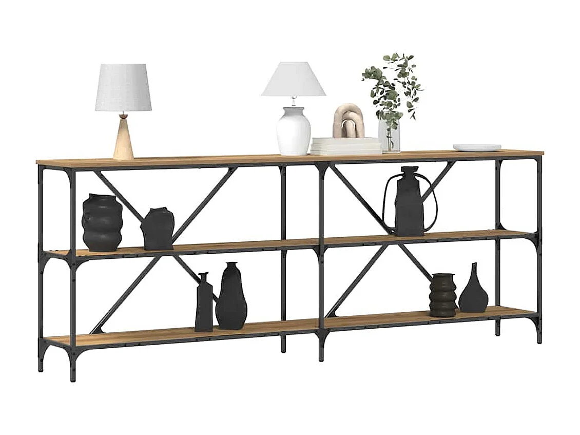 Mesa Consola con estante Otro Roble artisan 180 x 30 x 75 cm