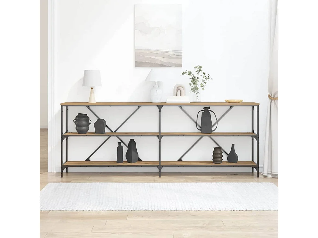 Mesa Consola con estante Otro Roble artisan 180 x 30 x 75 cm