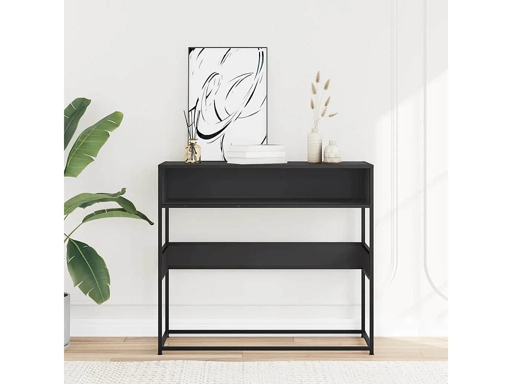Table console noir 90x35x80 cm bois d'ingénierie
