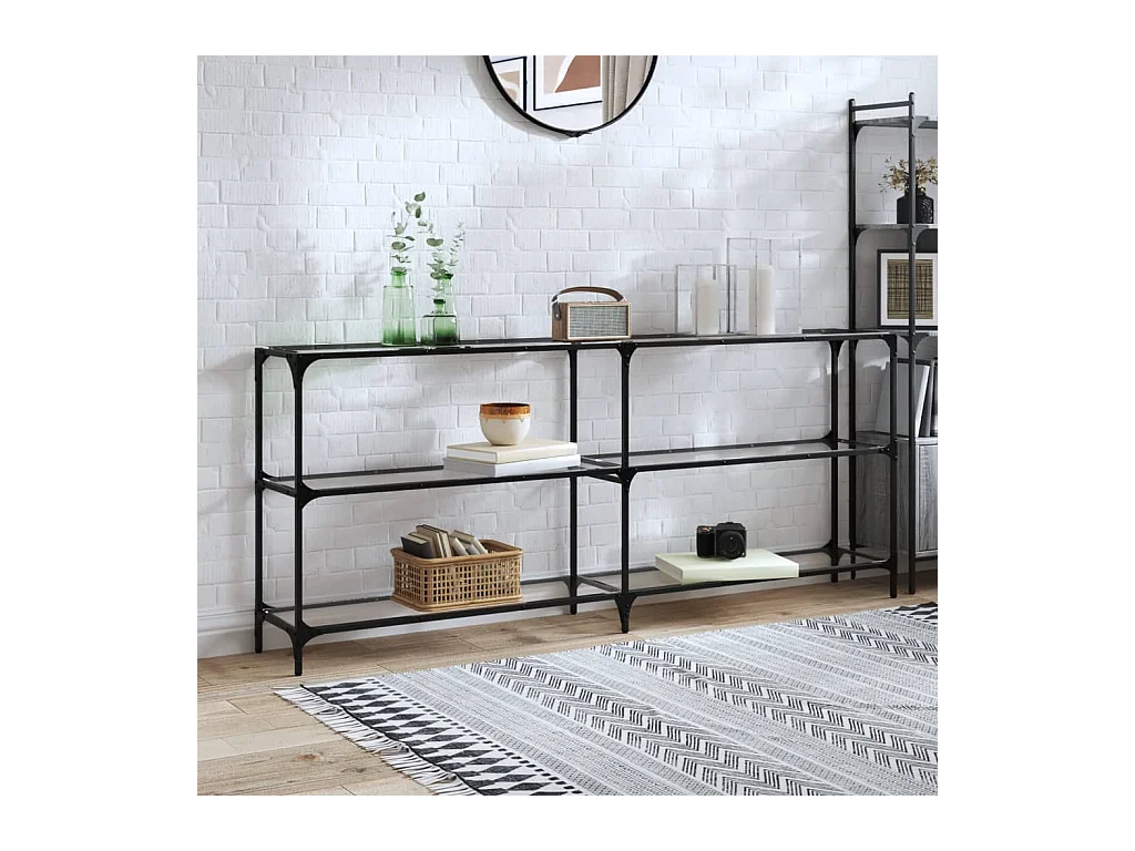 Table console avec dessus en verre transparent 194,5x30x81 cm