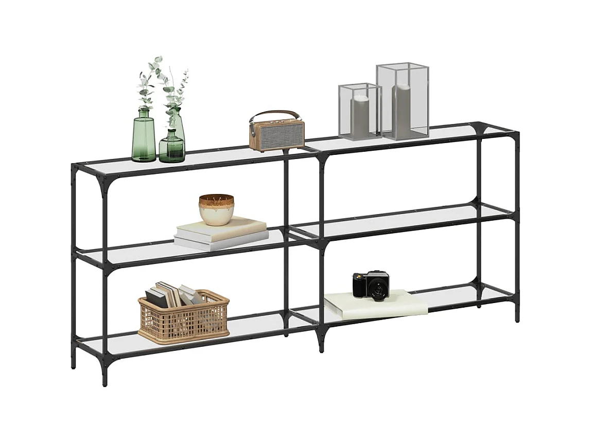 Table console avec dessus en verre transparent 194,5x30x81 cm