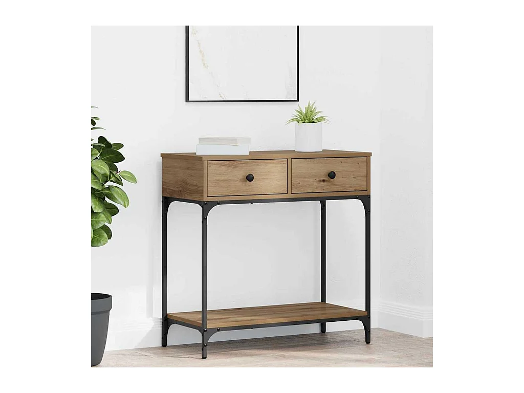 Wandtafel met lade artisanaal eikenkleurig 75 x 34.5 x 75 cm