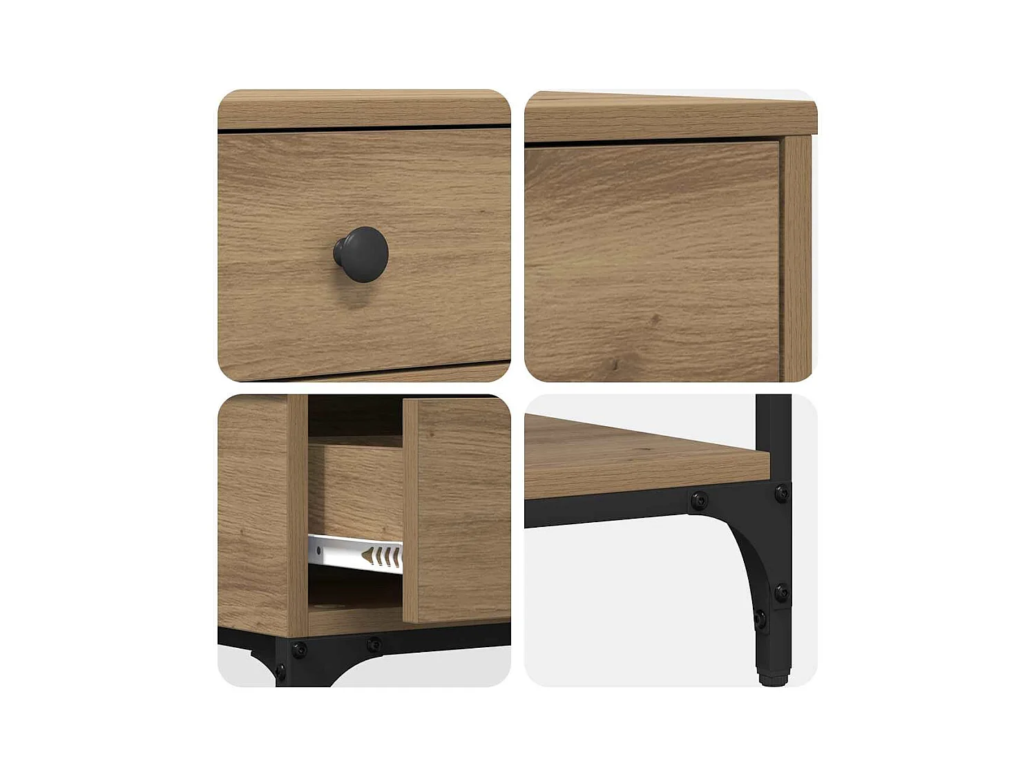 Wandtafel met lade artisanaal eikenkleurig 75 x 34.5 x 75 cm