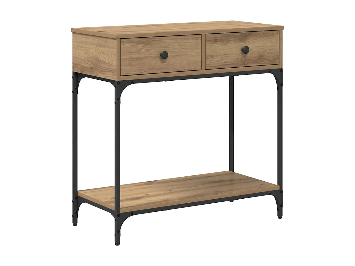 Table console avec tiroir chêne artisanal 75 x 34,5 x 75 cm