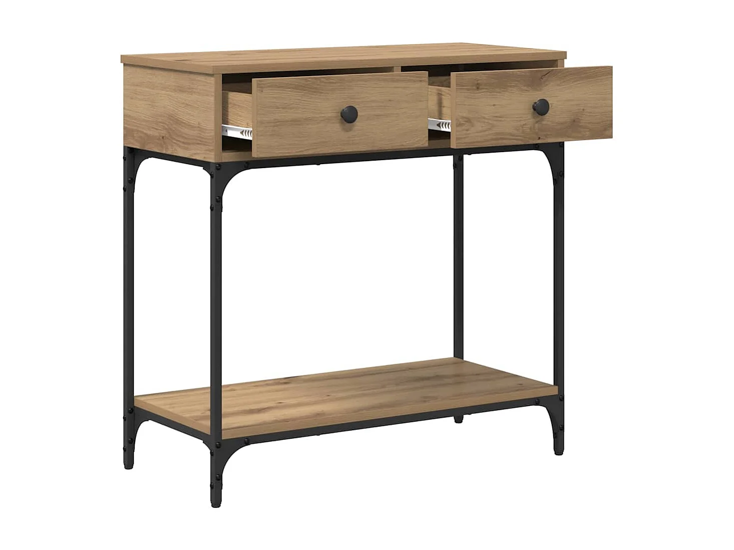 Table console avec tiroir chêne artisanal 75 x 34,5 x 75 cm