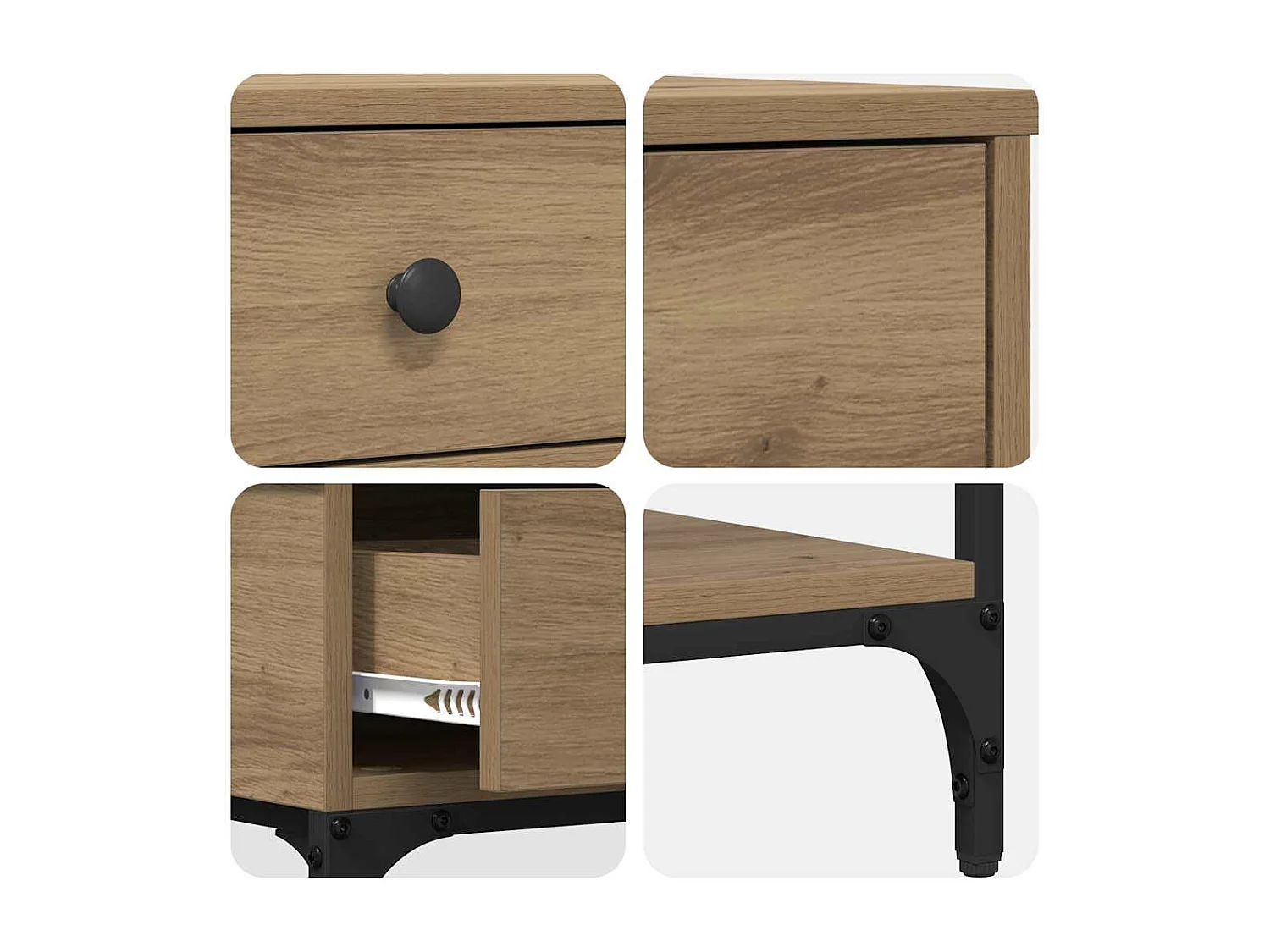 Table console avec tiroir chêne artisanal 75 x 34,5 x 75 cm