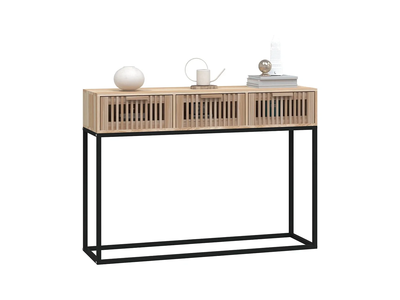 Mesa consola hierro y madera contrachapada 105x30x75 cm