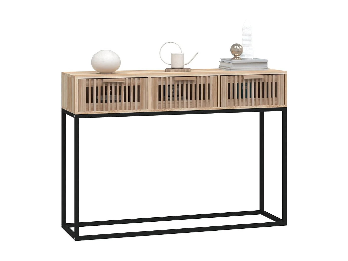 Wandtafel 105x30x75 cm bewerkt hout en ijzer