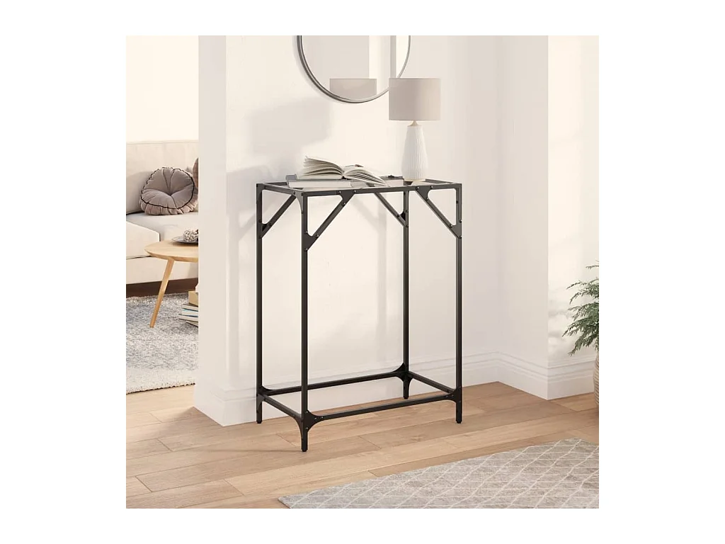Table console avec dessus en verre transparent 60x35x81cm acier
