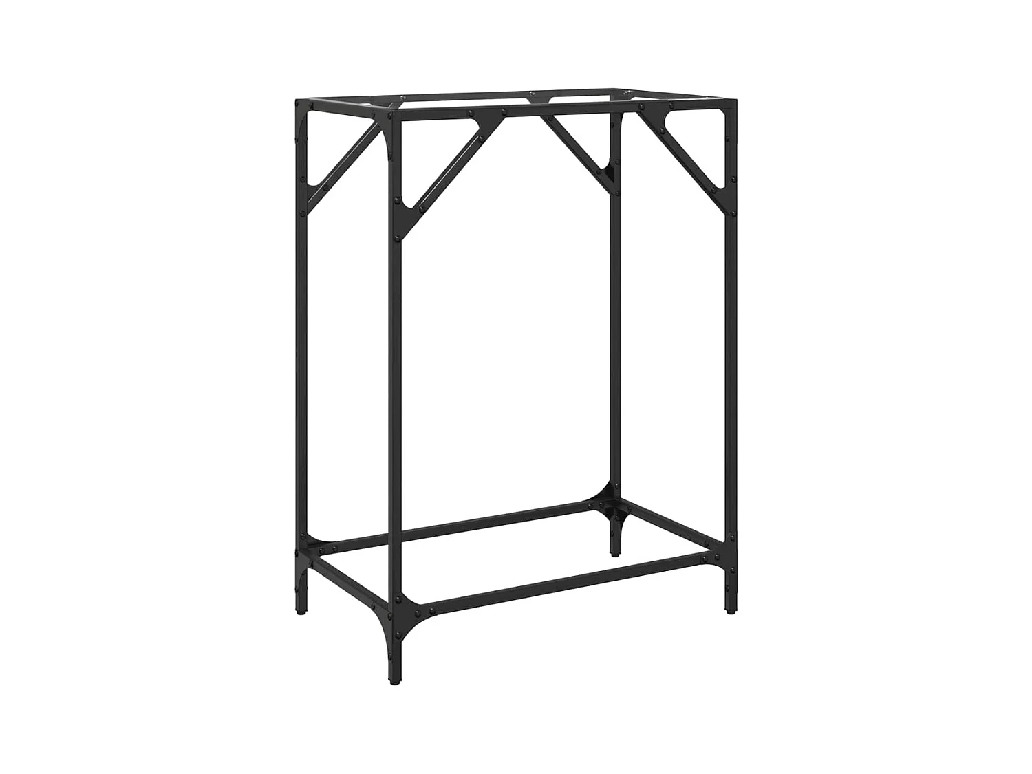 Table console avec dessus en verre transparent 60x35x81cm acier