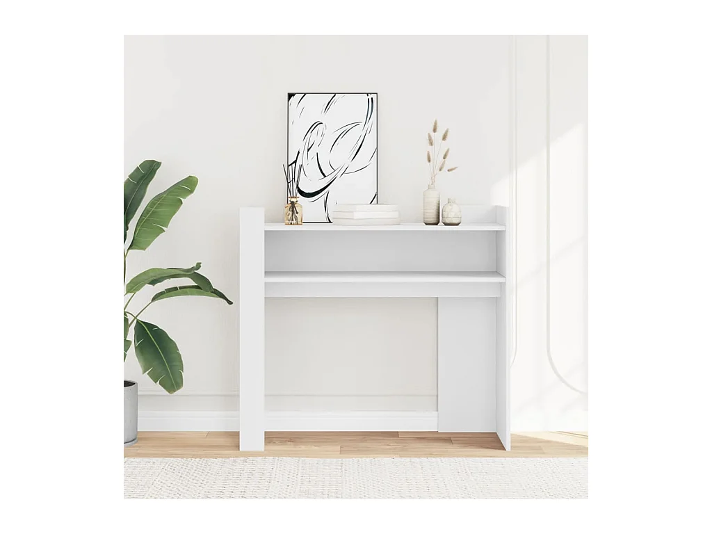 Mesa consola de madera de ingeniería blanca 100x35x90 cm