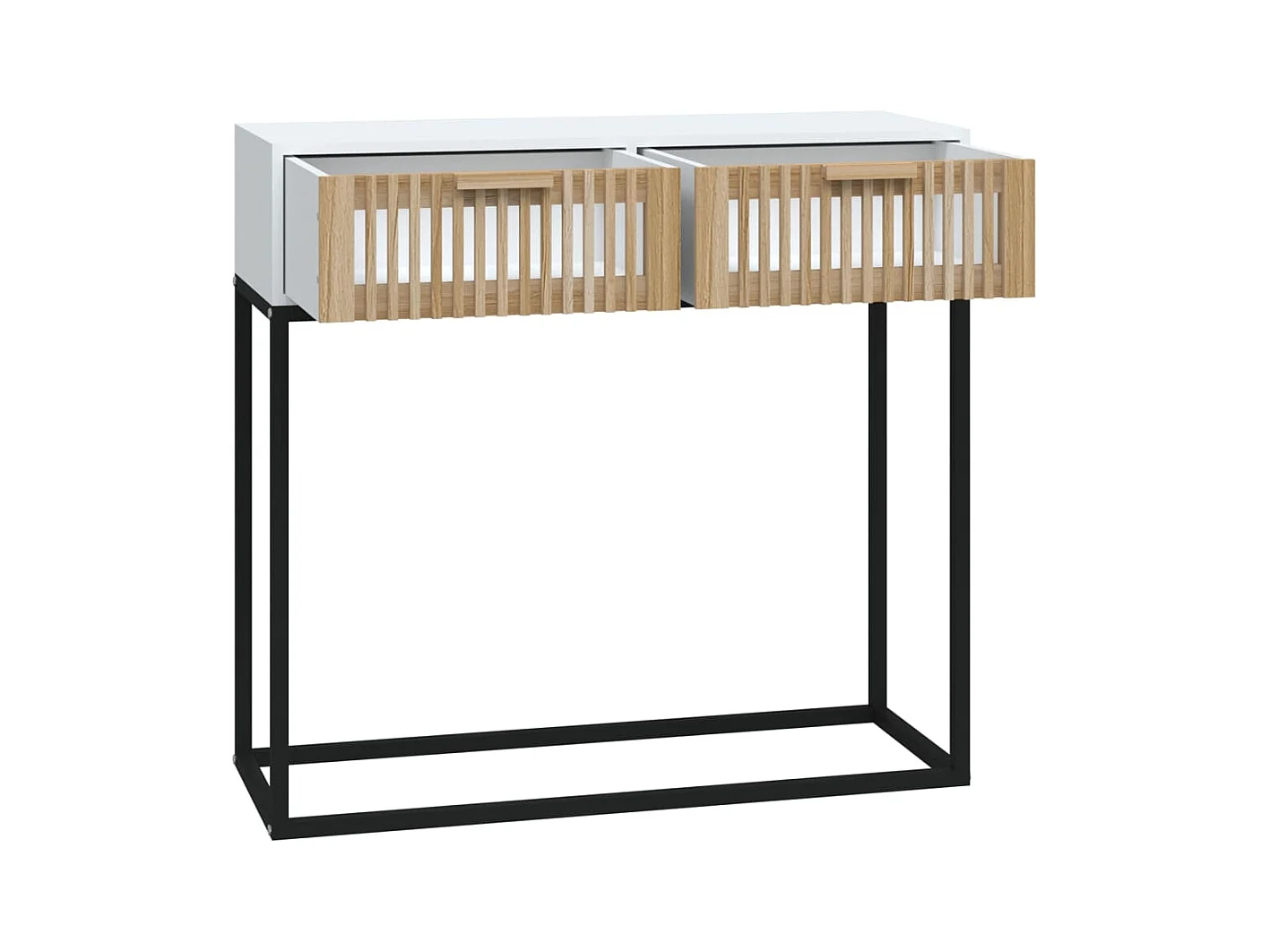 Mesa consola hierro y madera contrachapada blanco 80x30x75 cm
