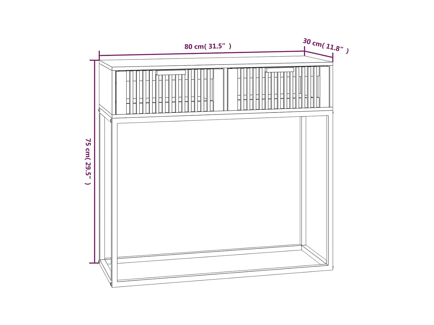 Mesa consola hierro y madera contrachapada blanco 80x30x75 cm