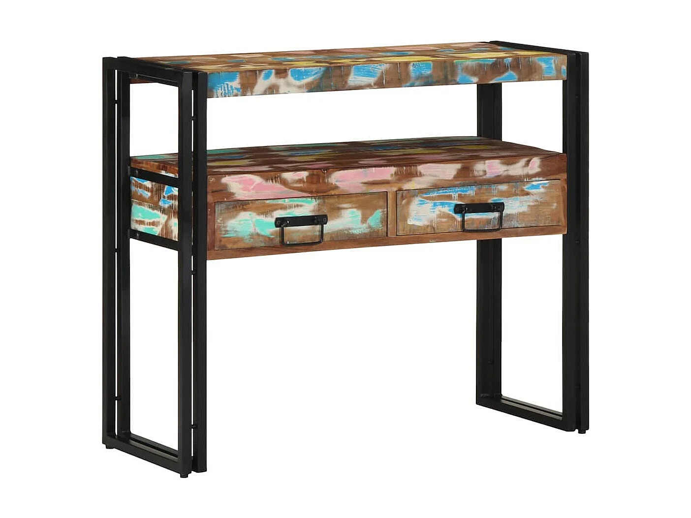 Table console 90 x 33 x 75 cm bois de récupération massif