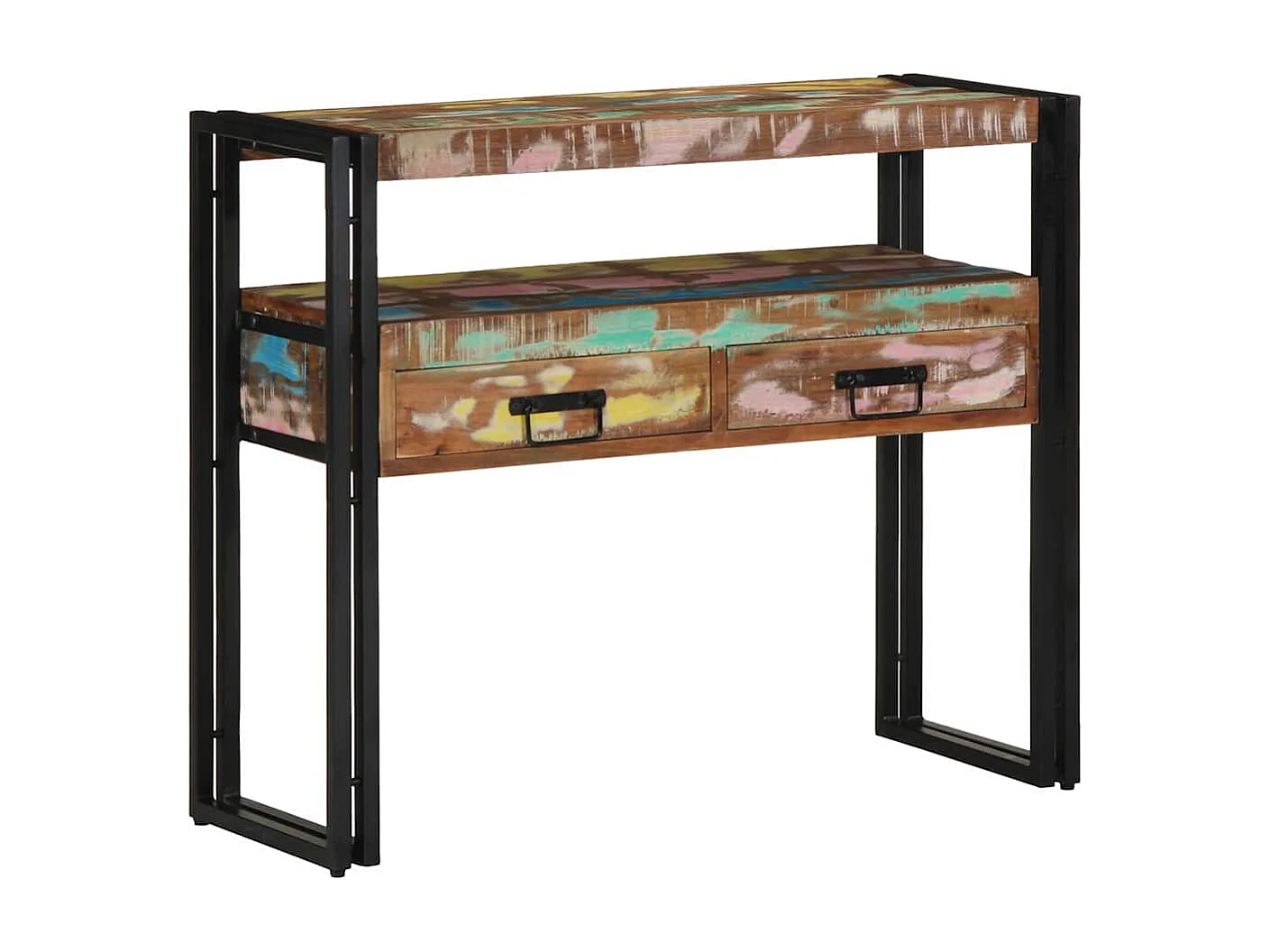 Table console 90 x 33 x 75 cm bois de récupération massif