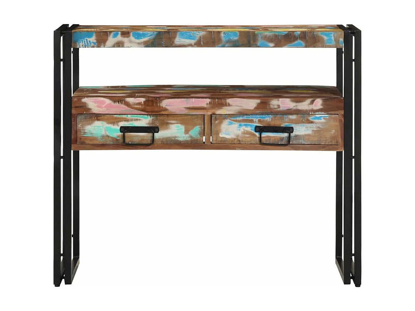 Table console 90 x 33 x 75 cm bois de récupération massif