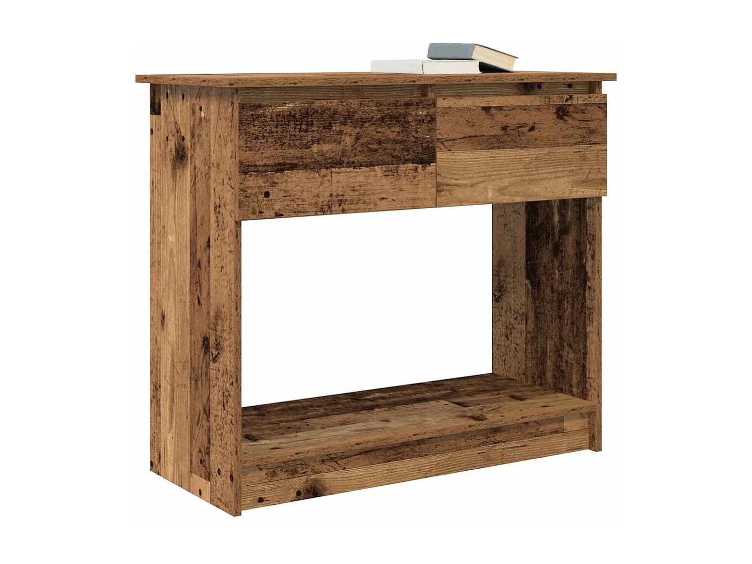 Table console avec tiroirs vieux bois 85,5x38,5x74,5 cm