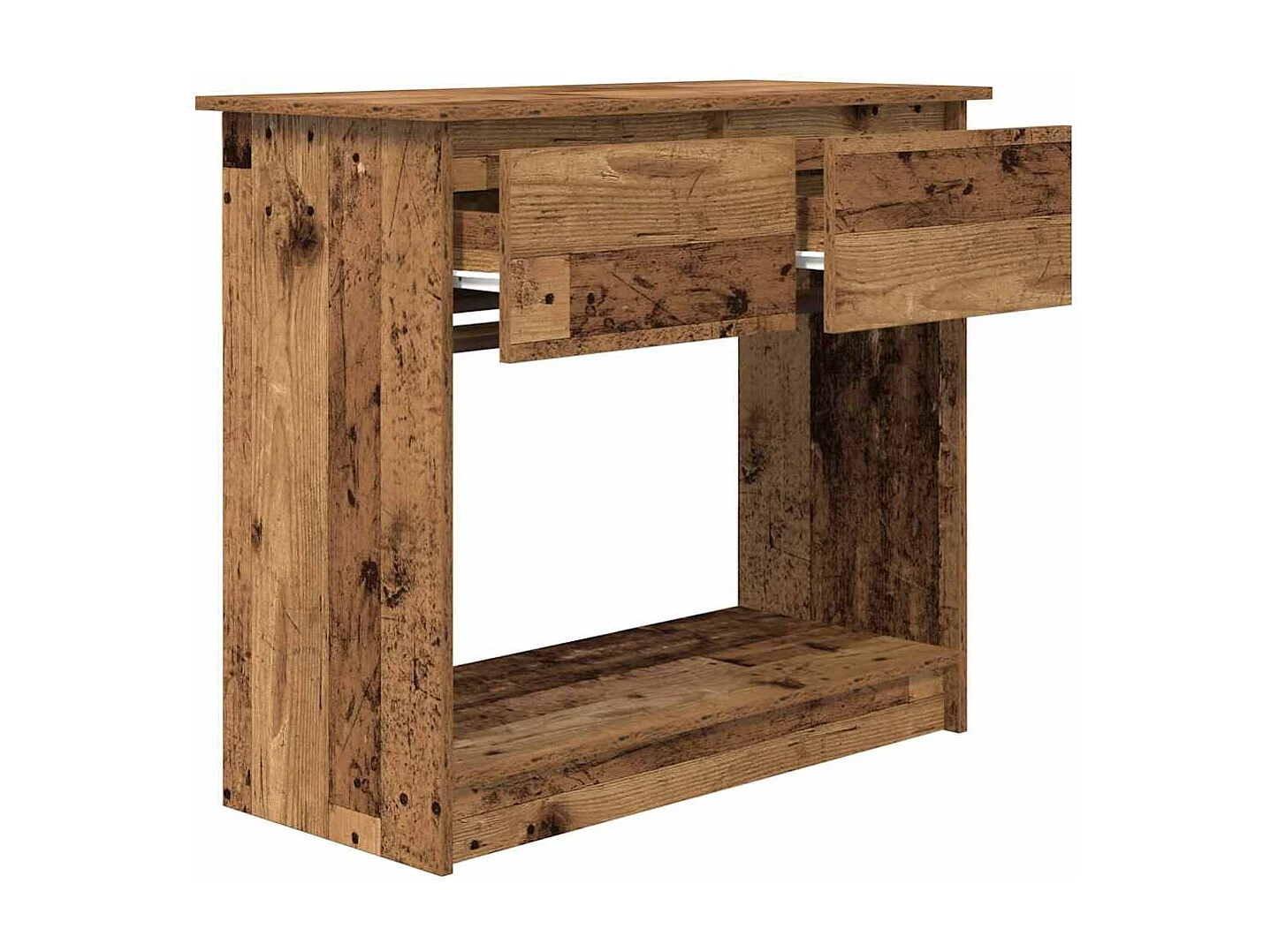 Table console avec tiroirs vieux bois 85,5x38,5x74,5 cm