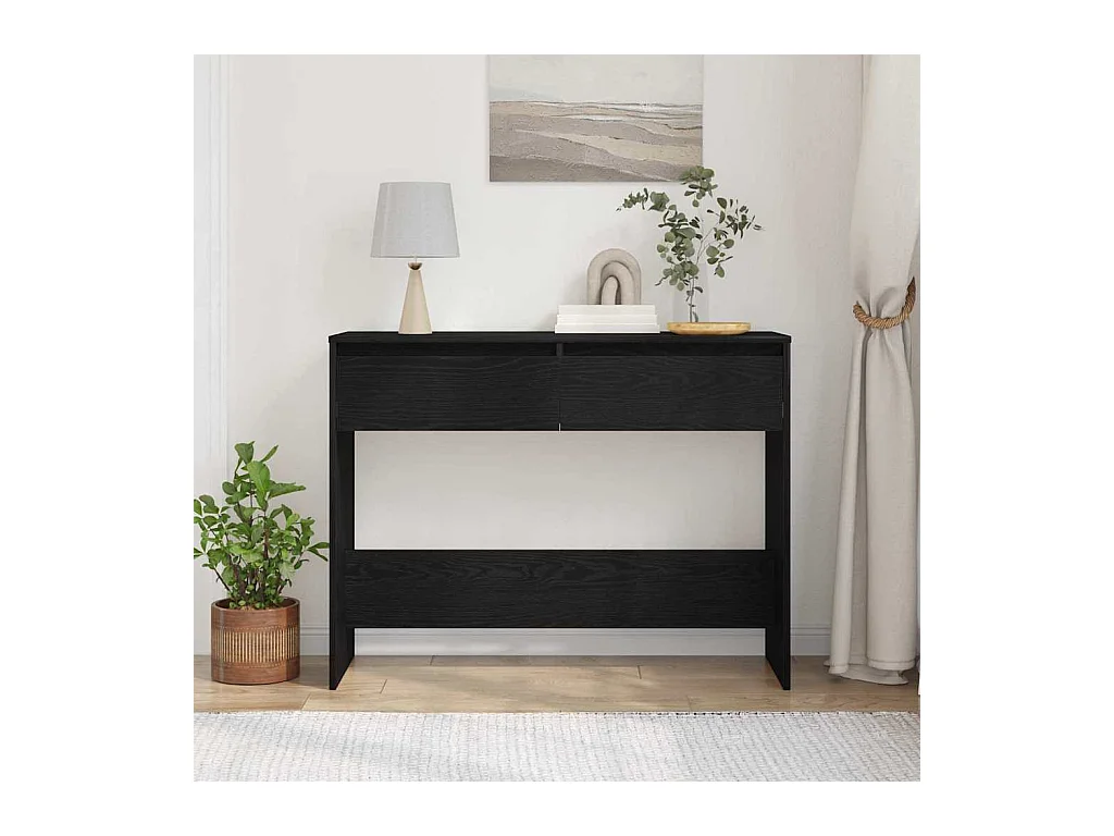 Mesa Consola con cajón Roble negro 100 x 35 x 76.5 cm