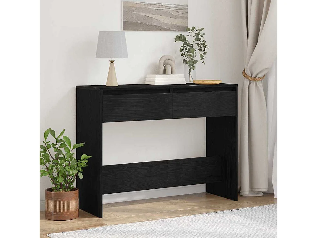 Mesa Consola con cajón Roble negro 100 x 35 x 76.5 cm