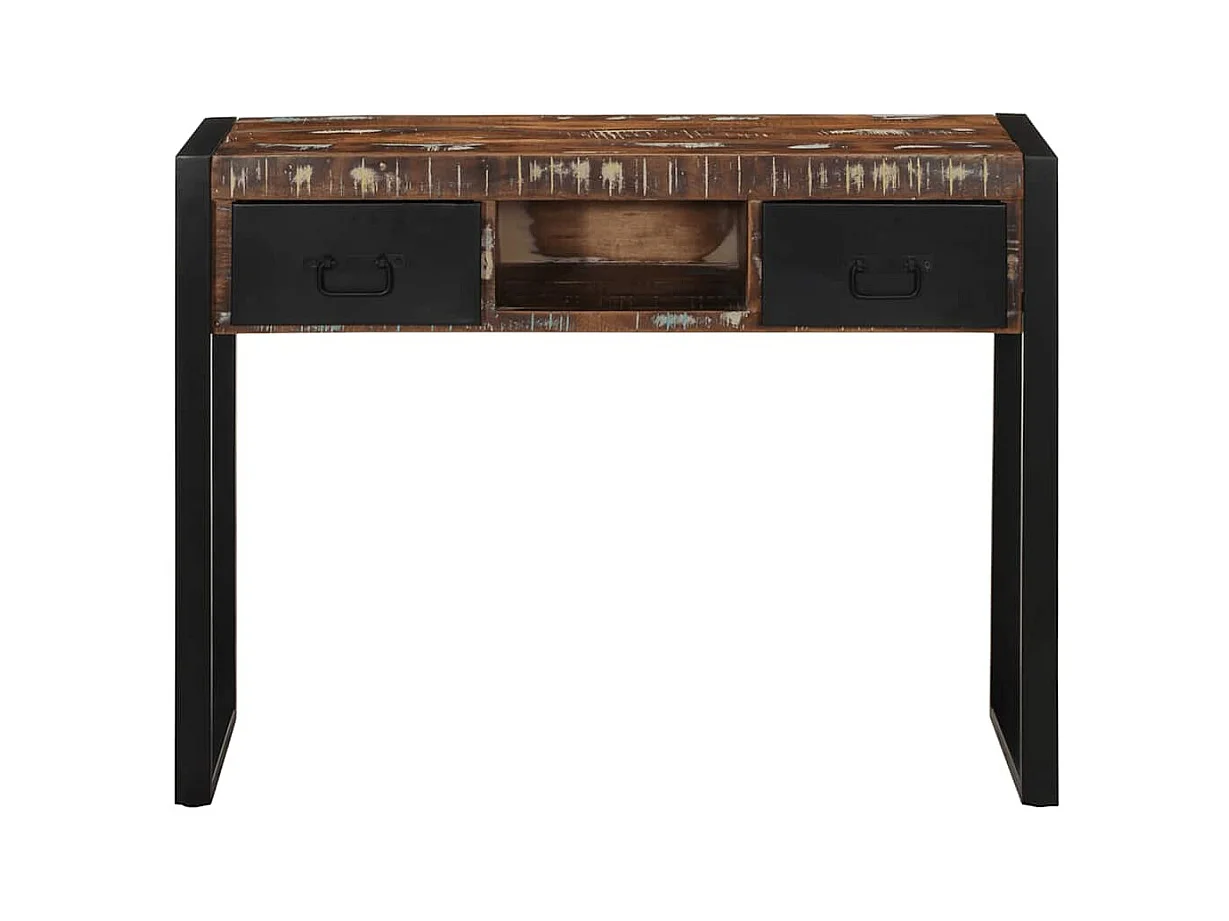 Table console multicolore 100x35x75 cm bois massif récupération